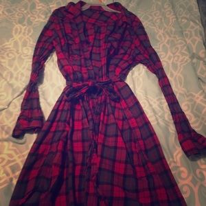 Plaid tie dress